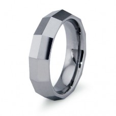 Faceted Tungsten Wedding Band